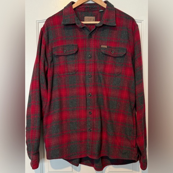 Orvis Big Bear Heavyweight Flannel Shirt XL – Red/Gray Plaid - Picture 1 of 7